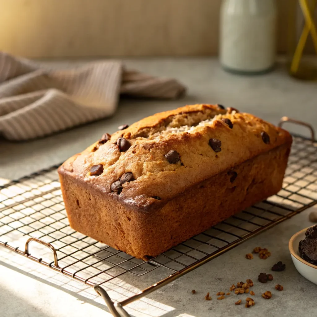 Banana Chocolate Chip Bread is the ultimate comfort food that brings together the best of both worlds: the natural sweetness of ripe bananas and the indulgent richness of chocolate chips. Whether you’re looking for a quick breakfast option, a satisfying snack, or a delightful dessert, this recipe has you covered. The combination of moist banana bread with melty chocolate chips creates a flavor and texture that’s hard to resist. Plus, it’s an easy recipe with simple ingredients you probably already have in your kitchen. Perfect for using up overripe bananas, this bread is a family favorite and a crowd-pleaser every time. Ingredients Let’s talk about what makes this chocolate chip banana bread so special! Here’s everything you’ll need to whip up this crowd-pleasing treat: Flour: Start with all-purpose flour as the base for your bread. Leaveners: Baking soda and baking powder are the magic ingredients that help the bread rise beautifully. Salt: Just a pinch to enhance all the flavors (don’t worry, it won’t make the bread taste salty). Bananas: Grab three ripe bananas and mash them up for that sweet banana flavor. Milk: A tablespoon of milk keeps the bread perfectly moist. Cinnamon: A dash of ground cinnamon adds a cozy warmth to every bite. Sugar: This recipe uses white sugar, but feel free to mix in some brown sugar for extra depth. Eggs: Whole eggs help bind everything together and keep the bread moist. Chocolate Chips: The star ingredient! Add as many as your heart desires. How to Make Chocolate Chip Banana Bread Making this banana bread is a breeze! While the full recipe is below, here’s a quick rundown: Mix Ingredients: Combine the dry ingredients (flour, leaveners, salt) in one bowl. In another bowl, mash the bananas with milk and cinnamon. In a third bowl, beat butter and sugar until creamy, then add eggs one at a time. Combine Everything: Stir the banana mixture into the butter mixture, then gently mix the dry ingredients. Finally, fold in the chocolate chips for bursts of sweetness. Bake: Pour the batter into a greased loaf pan and bake in a preheated oven until a toothpick inserted into the center comes clean. How to Store Chocolate Chip Banana Bread Want your banana bread to stay fresh? Here’s how: Let the bread cool completely. Line an airtight container or zip-top bag with a paper towel, place the loaf on top, and cover it with another paper towel before sealing. Stored this way, your bread will stay fresh for about four days! Can You Freeze Chocolate Chip Banana Bread? Absolutely! Banana bread freezes wonderfully. Here’s what to do: Let the loaf cool completely. Wrap it tightly in a layer of plastic wrap, then a layer of aluminum foil. Want to freeze individual slices? Wrap each slice separately and store them in a freezer-safe bag. When you’re ready to enjoy, just thaw at room temperature or heat up a slice in the microwave for a quick treat! Chocolate chip banana bread is not just a recipe—it’s comfort food at its finest. Perfect for breakfasts, snacks, or desserts, it’s a classic you’ll want to bake again and again. Ultimate Banana Chocolate Chip Bread Recipe Looking for a moist, sweet, and chocolatey bread that’s perfect for any time of day? This Banana Chocolate Chip Bread recipe is exactly what you need. It’s easy to make, packed with flavor, and sure to become a household favorite. Let’s dive in! Ingredients Here’s everything you’ll need for this irresistible bread: 2 cups all-purpose flour 1 teaspoon baking powder 1 teaspoon baking soda 1 teaspoon salt 3 ripe bananas, mashed 1 tablespoon milk 1 teaspoon ground cinnamon (or adjust to your taste) 1 cup white sugar ½ cup butter softened 2 large eggs 1 cup semisweet chocolate chips Step-by-Step Directions Get Ready to Bake Preheat your oven to 325°F (165°C). Grease a 9x5-inch loaf pan (glass works great for even baking). Mix the Dry Ingredients In a medium bowl, whisk together the flour, baking powder, baking soda, and salt. Set aside. Mash and Mix the Bananas In another bowl, mash the ripe bananas and mix in the milk and cinnamon until well combined. Cream Butter and Sugar In a large bowl, beat the softened butter and sugar with an electric mixer until light and fluffy. Add eggs one at a time, mixing thoroughly after each addition. Combine the Wet and Dry Gradually stir the banana mixture into the butter mixture until just combined. Slowly fold in the dry ingredients, being careful not to overmix. Add the Chocolate Chips Gently fold in the chocolate chips for bursts of sweetness in every bite. Bake to Perfection Pour the batter into your prepared loaf pan. Bake in the preheated oven for about 70 minutes, or until a toothpick inserted into the center comes out clean. Cool and Slice Let the bread cool in the pan for 10 minutes, then transfer to a wire rack to cool completely. Slice and enjoy! Storage Tips Short-Term: Store the bread in an airtight container with a paper towel underneath and on top to absorb moisture. It stays fresh for up to 4 days. Freezing: Wrap the cooled loaf tightly in plastic wrap and then in aluminum foil. Freeze for up to 3 months. For individual servings, slice the bread before freezing. Why You’ll Love This Recipe This Banana Chocolate Chip Bread is the perfect balance of sweet banana flavor and rich chocolatey goodness. It’s ideal for breakfast, a midday snack, or even dessert. Plus, it’s a fantastic way to use up those overripe bananas sitting on your counter. Baking doesn’t get any better than this—grab your ingredients and treat yourself to